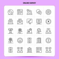 OutLine 25 Online Survey Icon set Vector Line Style Design Black Icons Set Linear pictogram pack Web and Mobile Business ideas design Vector Illustration