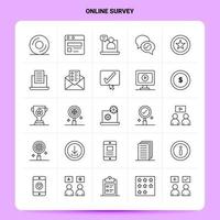 OutLine 25 Online Survey Icon set Vector Line Style Design Black Icons Set Linear pictogram pack Web and Mobile Business ideas design Vector Illustration