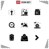 9 Icons Solid Style Grid Based Creative Glyph Symbols for Website Design Simple Solid Icon Signs Isolated on White Background 9 Icon Set vector