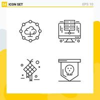 Collection of 4 Universal Line Icons Icon Set for Web and Mobile vector