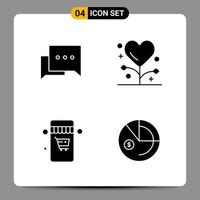 4 Black Icon Pack Glyph Symbols Signs for Responsive designs on white background 4 Icons Set vector