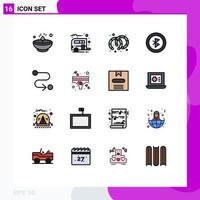 Modern Set of 16 Flat Color Filled Lines Pictograph of route destination transport signal bluetooth Editable Creative Vector Design Elements