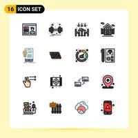 Flat Color Filled Line Pack of 16 Universal Symbols of app certificate home school building Editable Creative Vector Design Elements