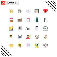 25 Universal Flat Color Signs Symbols of private heart each product box Editable Vector Design Elements