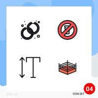 Pack of 4 Modern Filledline Flat Colors Signs and Symbols for Web Print Media such as accessorize scale fashion no water boxing Editable Vector Design Elements