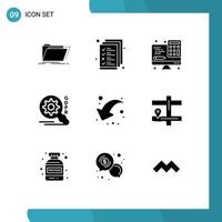 Modern Set of 9 Solid Glyphs Pictograph of share security management search technology Editable Vector Design Elements