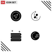 4 User Interface Solid Glyph Pack of modern Signs and Symbols of location clean pin recycle towel Editable Vector Design Elements