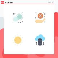 Editable Vector Line Pack of 4 Simple Flat Icons of sun weather day sale sunrise Editable Vector Design Elements