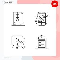 Vector Pack of 4 Icons in Line Style Creative Outline Pack isolated on White Background for Web and Mobile
