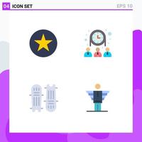 4 Thematic Vector Flat Icons and Editable Symbols of favorite cricket bat group network cricket stumps Editable Vector Design Elements