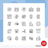 25 iconos creativos signos y símbolos modernos de registros de grupos de enfermedades gestión de ascensores elementos de diseño vectorial editables vector