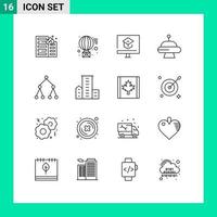 Set of 16 Vector Outlines on Grid for link space send abduction online Editable Vector Design Elements