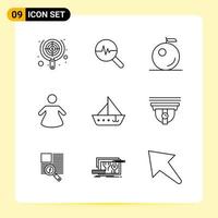 9 Creative Icons for Modern website design and responsive mobile apps 9 Outline Symbols Signs on White Background 9 Icon Pack vector