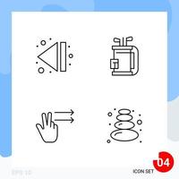 Modern Pack of 4 Icons Line Outline Symbols isolated on White Backgound for Website designing vector