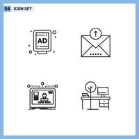 4 Line concept for Websites Mobile and Apps ad user ecommerce sent design Editable Vector Design Elements