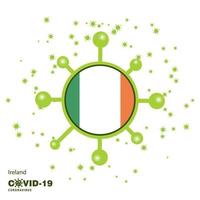 Ireland Coronavius Flag Awareness Background Stay home Stay Healthy Take care of your own health Pray for Country vector