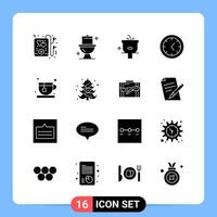 16 Solid Black Icon Pack Glyph Symbols for Mobile Apps isolated on white background 16 Icons Set vector