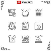 9 Icons Line Style Grid Based Creative Outline Symbols for Website Design Simple Line Icon Signs Isolated on White Background 9 Icon Set vector