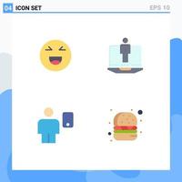 4 concepto de icono plano para sitios web móviles y aplicaciones cuerpo de chat hardware feliz elementos de diseño vectorial editables humanos vector