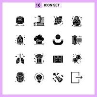 16 Icons in Solid Style Glyph Symbols on White Background Creative Vector Signs for Web mobile and Print