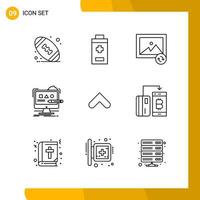 9 Icon Set Line Style Icon Pack Outline Symbols isolated on White Backgound for Responsive Website Designing vector