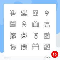 Pack of 16 Modern Outlines Signs and Symbols for Web Print Media such as page light confirm bulb success Editable Vector Design Elements