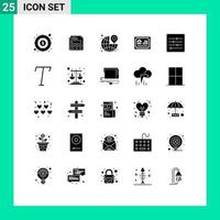 Modern Set of 25 Solid Glyphs and symbols such as control real around home travel Editable Vector Design Elements