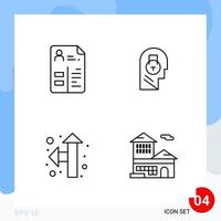 Modern Pack of 4 Icons Line Outline Symbols isolated on White Backgound for Website designing vector