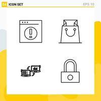 Collection of 4 Universal Line Icons Icon Set for Web and Mobile vector