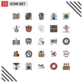 Mobile Interface Filled line Flat Color Set of 25 Pictograms of configuration direction mobile decision business Editable Vector Design Elements
