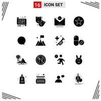 16 Universal Solid Glyph Signs Symbols of interface chat theater star favorite Editable Vector Design Elements