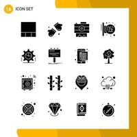 16 Icon Set Solid Style Icon Pack Glyph Symbols isolated on White Backgound for Responsive Website Designing vector