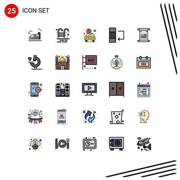 Filled line Flat Color Pack of 25 Universal Symbols of american scroll discount swap column Editable Vector Design Elements