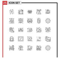 Group of 25 Lines Signs and Symbols for coat tube group test flask Editable Vector Design Elements