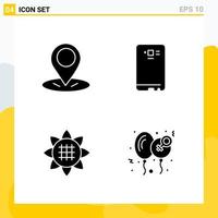 Collection of 4 Universal Solid Icons Icon Set for Web and Mobile vector