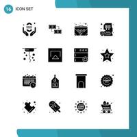 Pictogram Set of 16 Simple Solid Glyphs of lock card finance suit case brief Editable Vector Design Elements