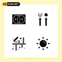 4 Creative Icons for Modern website design and responsive mobile apps 4 Glyph Symbols Signs on White Background 4 Icon Pack vector