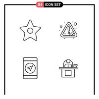 Modern Set of 4 Filledline Flat Colors and symbols such as bookmark gps alert error business Editable Vector Design Elements