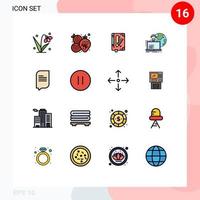 Set of 16 Modern UI Icons Symbols Signs for online allocation book outsourcing edict Editable Creative Vector Design Elements