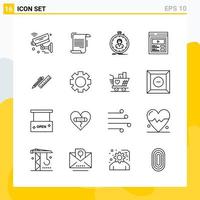 Collection of 16 Universal Line Icons Icon Set for Web and Mobile vector