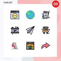 Modern Set of 9 Filledline Flat Colors Pictograph of communication power card energy page Editable Vector Design Elements