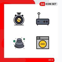 Pack of 4 Modern Filledline Flat Colors Signs and Symbols for Web Print Media such as clock relax practice router stone Editable Vector Design Elements