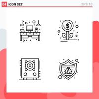 colección de 4 iconos vectoriales en estilo de línea símbolos de esquema modernos para web y signo de icono de línea móvil aislado en fondo blanco 4 iconos vector