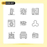 Set of 9 Modern UI Icons Symbols Signs for air mac tree app ruler Editable Vector Design Elements