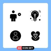 4 Solid Black Icon Pack Glyph Symbols for Mobile Apps isolated on white background 4 Icons Set vector