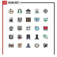 User Interface Pack of 25 Basic Filled line Flat Colors of business man citadel male christian Editable Vector Design Elements