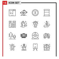 16 General Icons for website design print and mobile apps 16 Outline Symbols Signs Isolated on White Background 16 Icon Pack vector