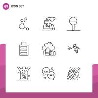 9 Thematic Vector Outlines and Editable Symbols of gift cloud baby simple battery Editable Vector Design Elements