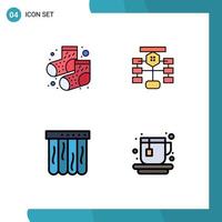 Pictogram Set of 4 Simple Filledline Flat Colors of dots pool flowchart data cup Editable Vector Design Elements