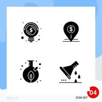 Modern Pack of 4 Icons Solid Glyph Symbols isolated on White Backgound for Website designing vector